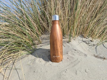 RVS waterfles hout