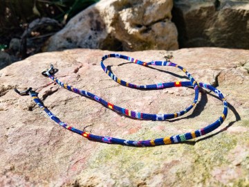 Zonnebrilkoordje - Aztek koord blauw