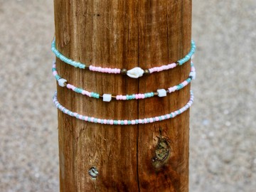 Enkelbandjes roze/groen - set van 3