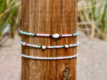 Enkelbandjes roze/groen - set van 3