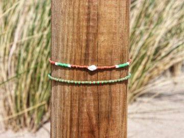 Enkelbandjes bruin groen - Set van 2