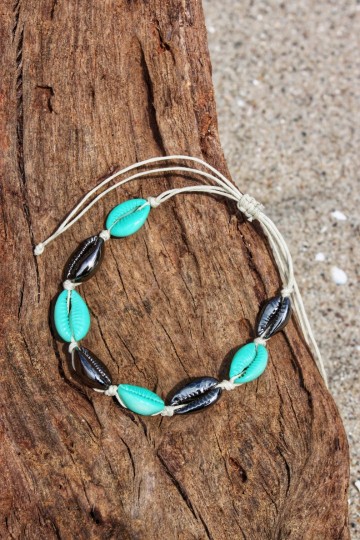 Enkelbandje Schelpen - Zeegroen