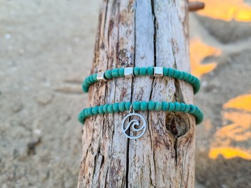 Kokos armbandjes - Natural wave | Teal [set van 2]
