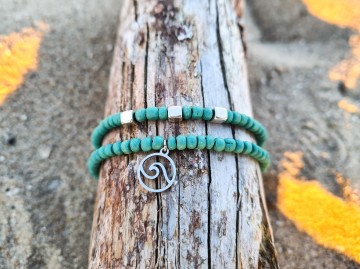 Kokos armbandjes - Natural wave | Teal [set van 2]