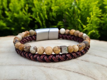 Heren armband - Stone & Leather [brown]
