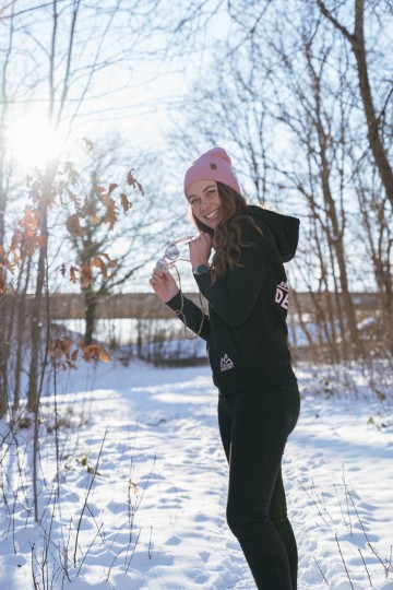 Hooded Sweater Black/Pink [womens fit]