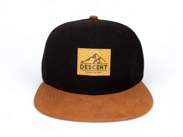 DESCENT Snapback cap - Black/Brown Suede (vooraanzicht)