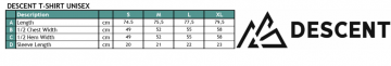Descent T-shirt | Unisex Maattabel