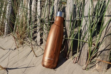 RVS waterfles hout
