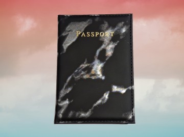 Paspoorthoes - marmerlook zwart