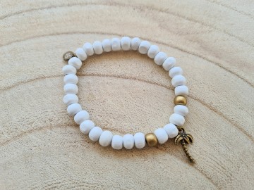 Houtkralen armbandje - White palmtrees