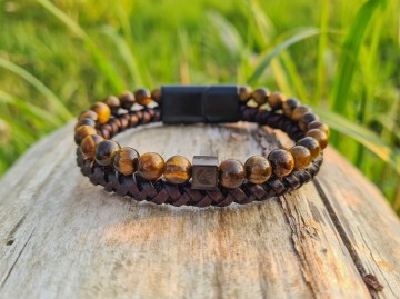 Heren armband - Tiger & Leather
