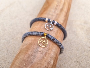 Natuurstenen armband - Waves en Black waves