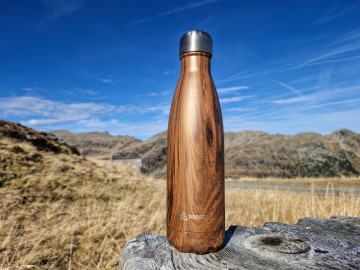 RVS waterfles hout