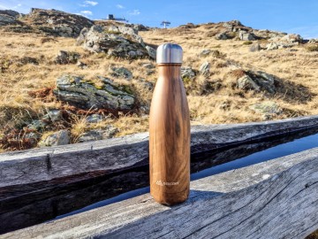 RVS waterfles hout