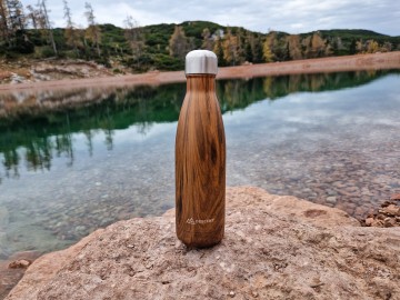 RVS waterfles hout