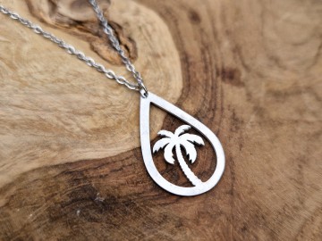 Ketting Palm tree stainless steel