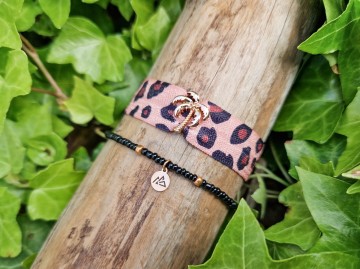 Armbandje elastiek - Palms [pink/rose]