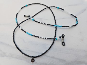 Zonnebrilkoordje - blauw zwart wit