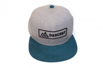 DESCENT Snapback Cap - Grey/Petrol Suede (bovenaanzicht)