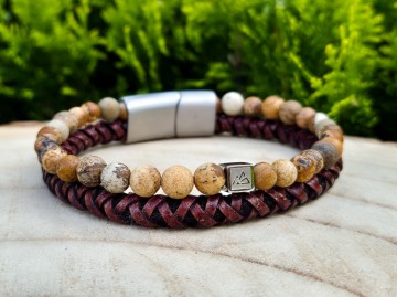 Heren armband - Stone & Leather [brown]