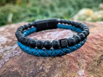 Heren armband - Stone & Leather [blue]