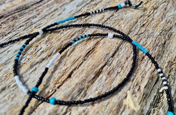 Zonnebrilkoordje - blauw zwart wit