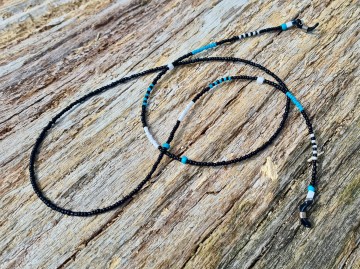 Zonnebrilkoordje - blauw zwart wit