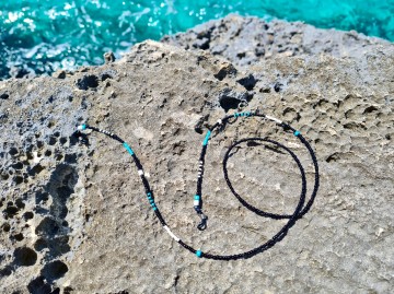 Zonnebrilkoordje - blauw zwart wit